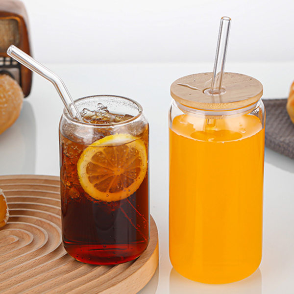 Drickskopp Glas med lock Glassugar Återanvändbara genomskinliga juicer Glas ölburk för kök Dryckesartiklar 1