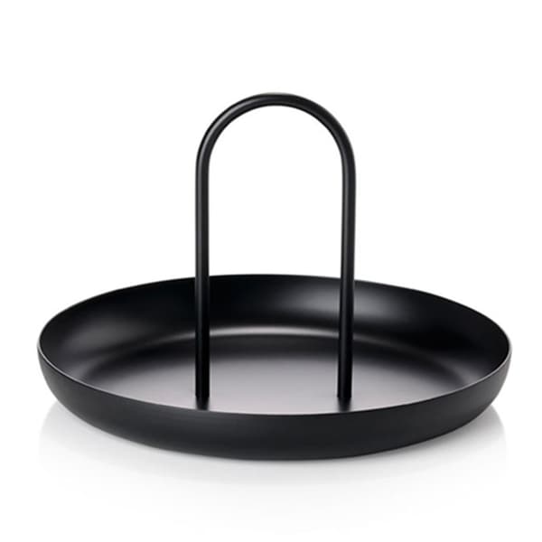 Rund Förvaring Serveringsbricka Dekorativ Organizer Serveringsbricka För Hemmakontoret Black