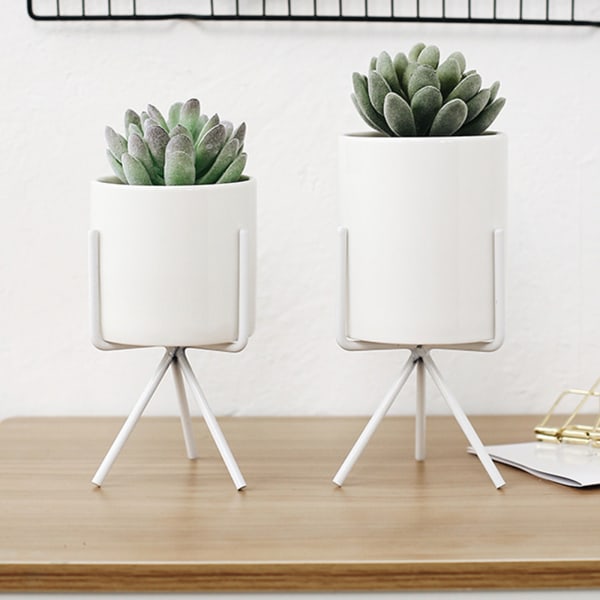 Keramisk blomkruka inomhus växtdisplay plantera med stativ Hållare Cafe Heminredning Black M