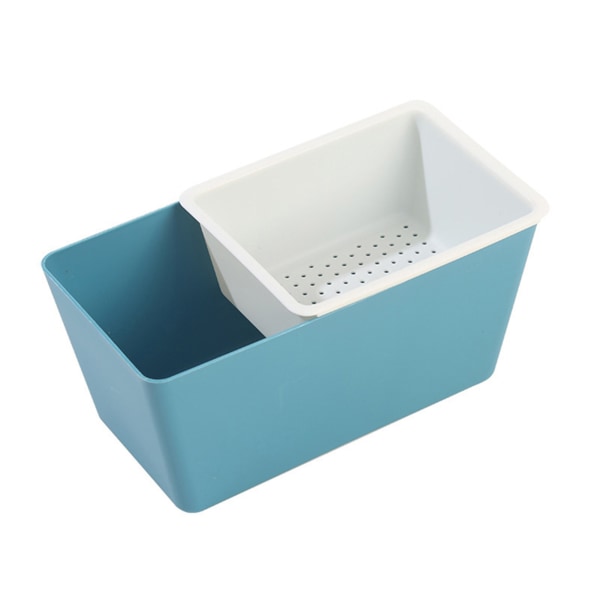 Multifunktionell dubbellagers snackbox Hem fyrkantig urlakningsbar fruktbricka Blue Double Layer