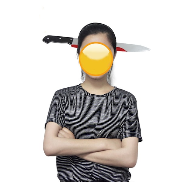 Blodigt pannband Hårband Plast Genom huvudet Falska knivar Hårbåge Cool Realistiskt Skrämmande Halloween Knepig leksak A Kitchen Knife