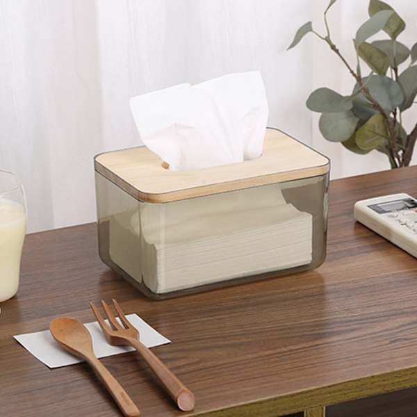Desktop Tissue Box-hållare Dammtät Enkel att använda våtservetter Masque Dispenser-hållare för hemmakontor Gray