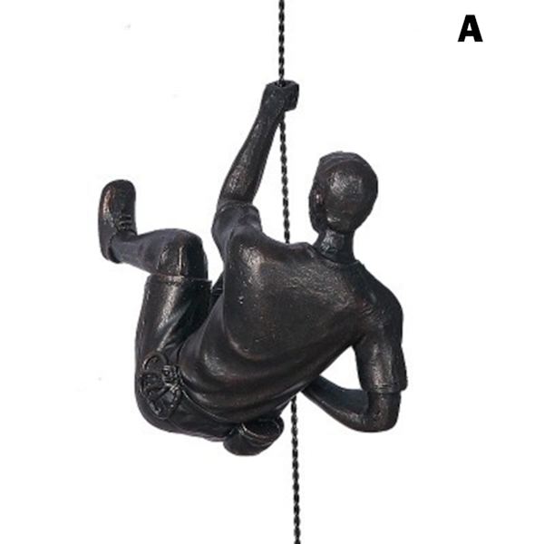 Väggdekoration Nordisk stil Retro Man Klättervägg Bakgrund Väggdekorationer Hängande staty Vardagsrum Bakgrund Copper Black F