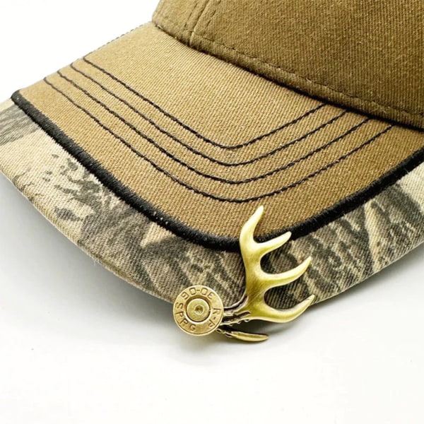 Horn Hattklämma för jaktälskare Fashionabla hatt dekorativt klämma Present för rådjurälskare Gold