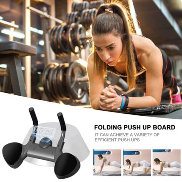 Smart Timing Plank Trainers, Magtränare med handtag, Multifunktionell Push-Up Fitness Board Black