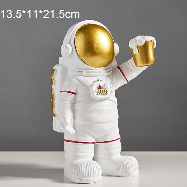 Astronaut i rymden Månen Hartsdekoration Statyett Hem Skrivbordsinredning För födelsedagsfest Vardagsrum Sovrumsprydnad Astronaut Playing Ball silver