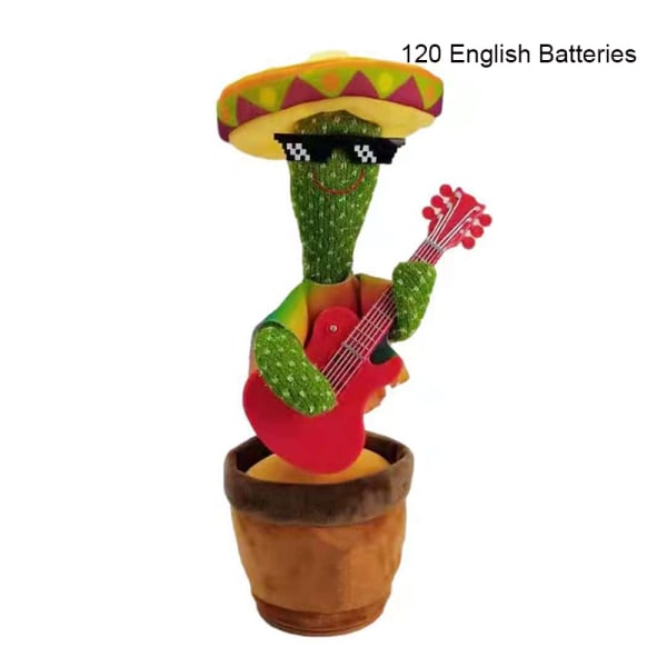 Elektrisk kaktus plyschleksak Supersöt Pratar Inspelning Dans Kaktus Nyhet Presenter för barn 120 English Batteries Mexico   Guitar