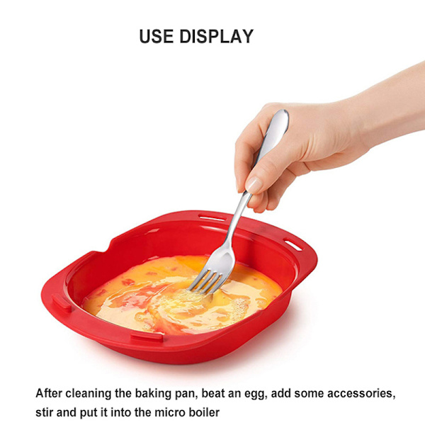 Mikrovågsugn Silikon Omelett Maker Äggrulle Bakplåt Pan Köksmaterial Red