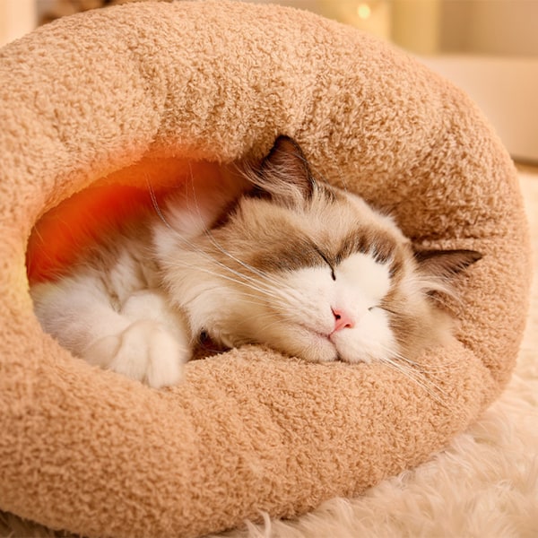 Vintersovsäck för Katt, Mysig Plush Varm Kattpåse Super Mjuk Tjock Husdjurs Skydd för inomhus White M
