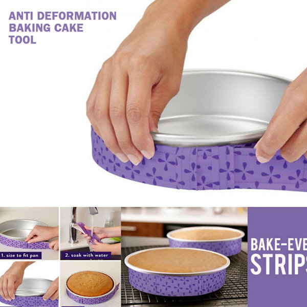 1/2 st Återanvändbara Bake-Even Cake Strip Mjuk absorberande kakform Fukta remsor för runda bakformar Blue