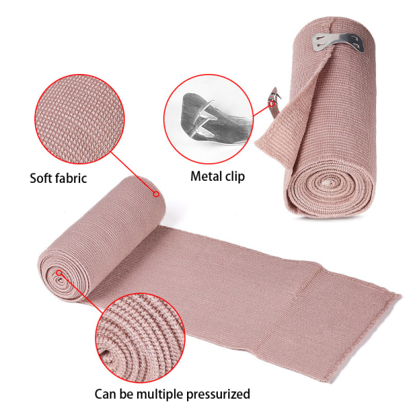 Elastisk bandage med clips Hög elasticitet Latexfri kompressionsbandage för leder Rulle Tvättbar & återanvändbar för sport Skin Color B