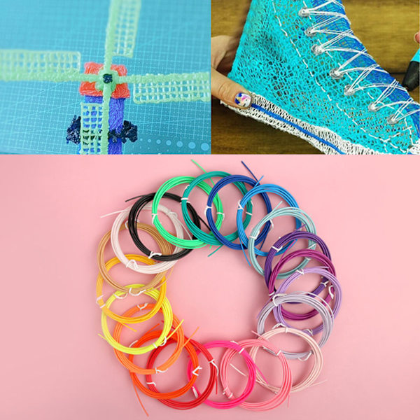 10 färger 3D-penna PLA-filamentpåfyllningar Hög temperaturbeständig 1,75 mm 3D-skrivarutskrift Penna Filament 5 M 20 Colors