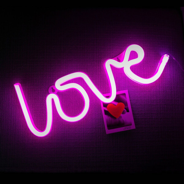 Kärleksbrev Neonskylt Akryl Väggdekor USB/Batteridriven Dekorativ Hem Atmosfär LED Nattlampor För Flickor Fest Pink