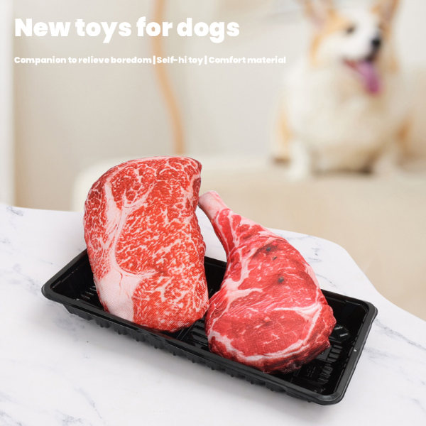Pet Simulering Steak Toy Plysch Pipande leksak för hund Multifunktionell hundtuggleksak Tomahawk Steak