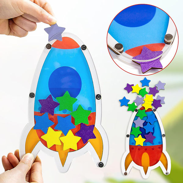 Rocket-Shape Stars belöningsburkar för barn Odla goda vanor Stars belöningsflaska för hus Rocket