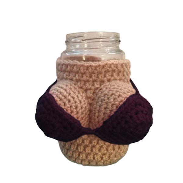 Bikini stickat vinflaskskydd Cover återanvändbar stickad koppärm för julfestbar Purple