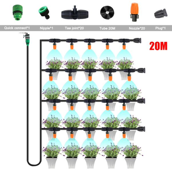 Patio Spray Misters Vattningssystem Kit Tillbehör för Utomhus Trädgård Växthusmunstycken Imma B-20M