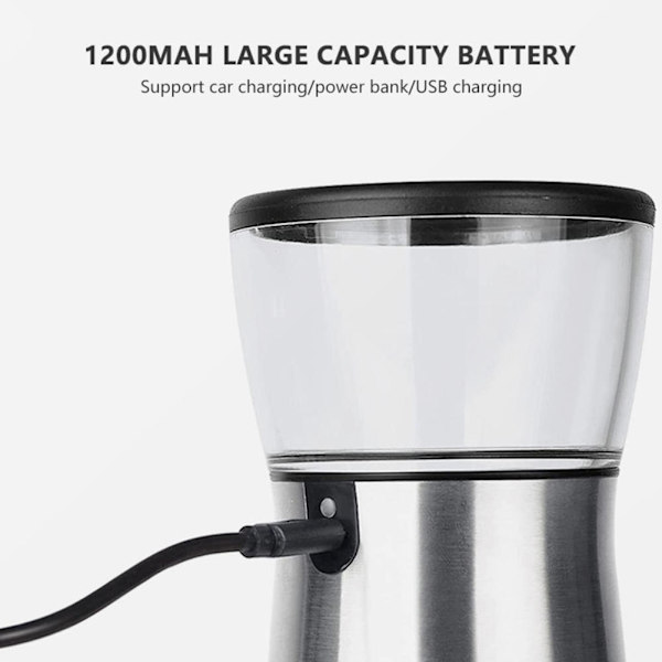 Elektrisk kaffekvarn Bärbar USB laddningsmaskin för kaffebönor med multi Silver