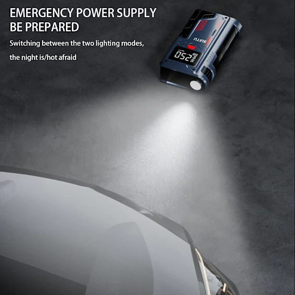 Digital Display Airs Pump Med Power Banks Ficklampa High Power Auto Tire Inflator För Automotive SUV Black