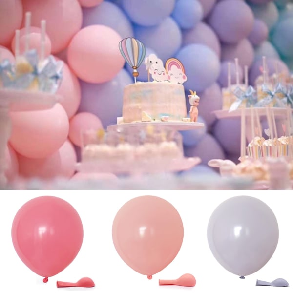 100 st Macaron färgdekorationsballong stor återanvändbar latexballong för bröllopsfödelsedagsfest enfärgad 10 tum Pink