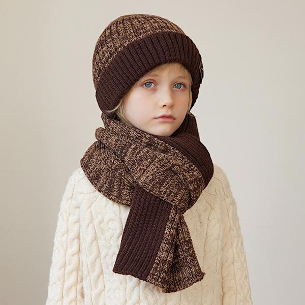 Barnmössor Scarf Set Vindtät Värmande Barnmössa för utomhusbruk Black