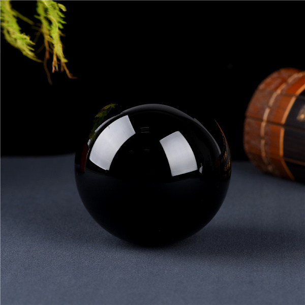 Stor naturlig svart obsidian sfär hemmakontor bordsdekorationer Julklappar 8cm
