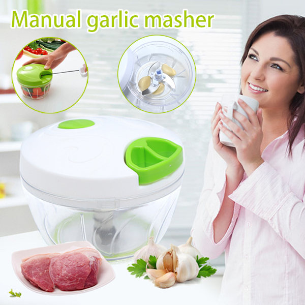 Manuell mathackare Mini Slitstark handhållen Easy Pull Food Chopper Köksredskap för grönsaksnötter Vitlök Red