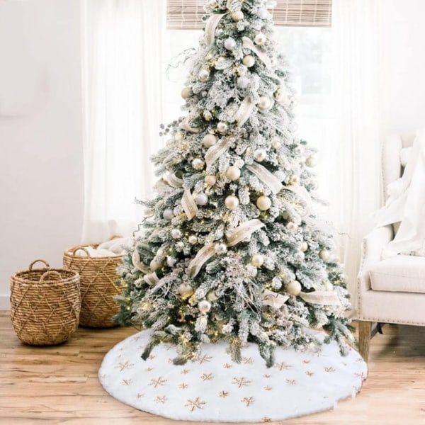 Julgran kjol med paljetter Snowflake Xmas Holiday Party dekorationer för  butiken hem part silver foil 120cm 2352 | silver foil | 120cm | Fyndiq