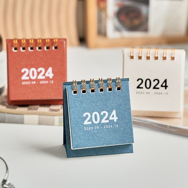 2024 Mini Skrivbordskalender 180 graders vändbar bärbar kalender för vardagsrummet White