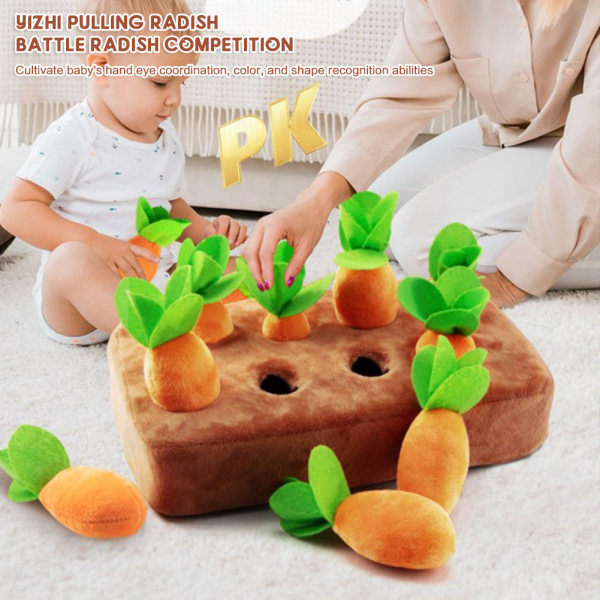 Söt plysch morötter dra leksak för barn stoppade pussel tidig pedagogisk leksak för pojkar flickor baby 6 Carrots