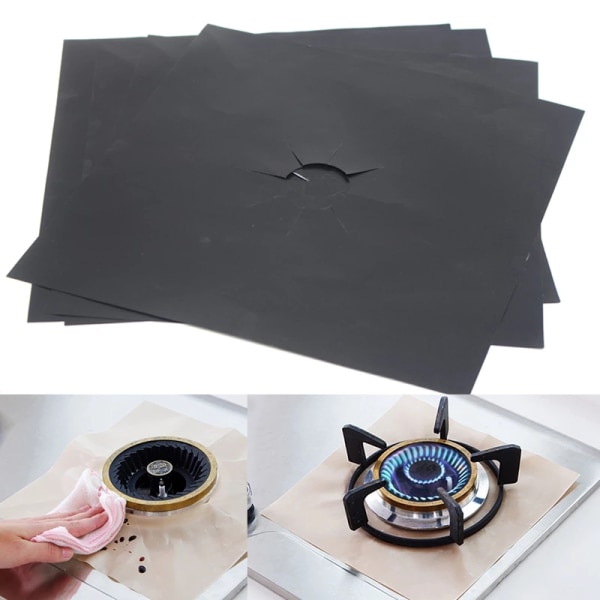 Spisbrännaröverdrag Hållbara värmebeständiga gasspisskydd Överdrag för matlagning i kök Black Cookware Parts