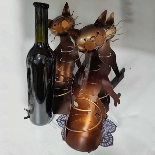 Söt katt metall vinställ Universal vinflaska display stativ Retro vin skåp dekoration Bronze