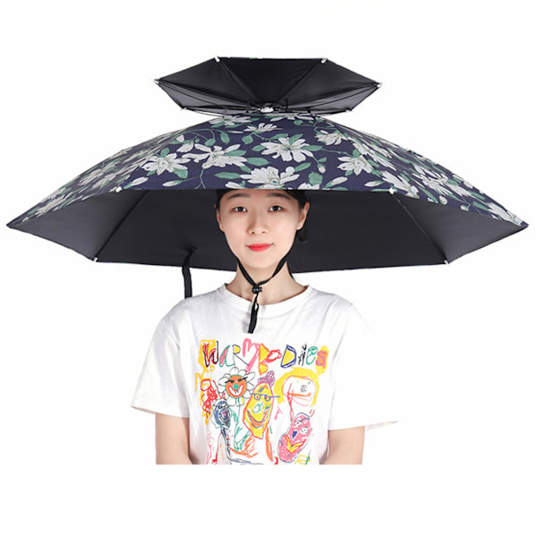 2-lagers paraplyer hatt bärbar andningsbar paraplyer hatt hopfällbar regnskydd 95cm Lily