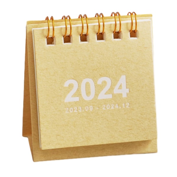 2024 Mini Skrivbordskalender 180 graders vändbar bärbar kalender för vardagsrummet Beige