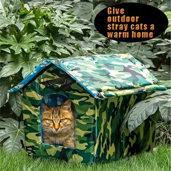 Herrelösa kattsovhus Vindtätt vattentätt husdjurshem för utomhusbruk Camouflage L