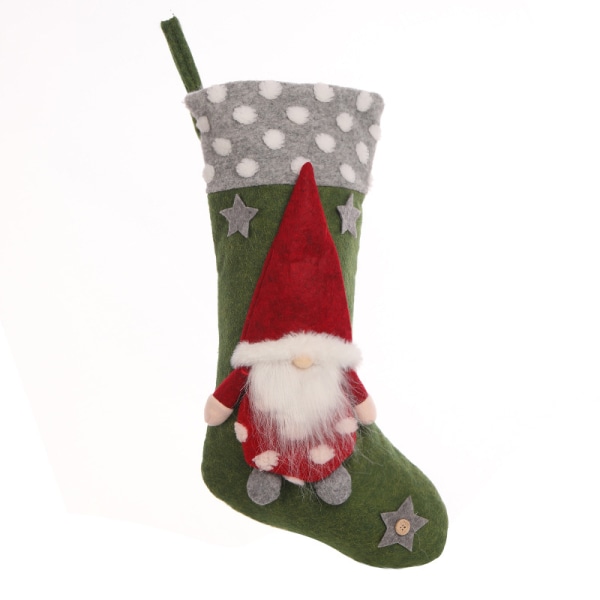 Julstrumpa med 3D-tomtar Santa Loop Design Hållbar Långvarig Lättvikt Bästa presenten till jul nyår Red Pocket Dot