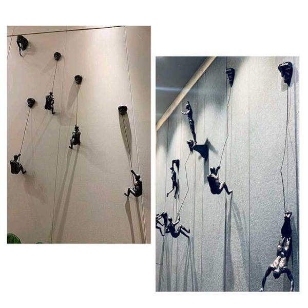 Väggdekoration Nordisk stil Retro Man Klättervägg Bakgrund Väggdekorationer Hängande staty Vardagsrum Bakgrund Copper Black A