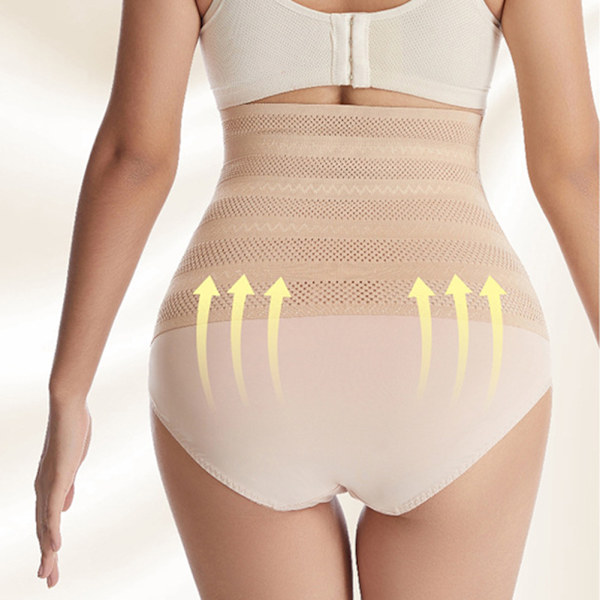 Dam Shapewear Hög Midja Trosor Sömlösa Magkontroll Kalsonger Underkläder 2pcs Skin Color  XL