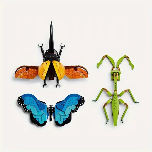 Butterflys skalbaggar Mantiss Byggklossar Set Roliga förskolepusselspel Leksaker för pojkar Flickor 90142