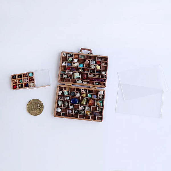 Trä resväska hantverk med sten kompakt och delikat för sten display Wooden Box