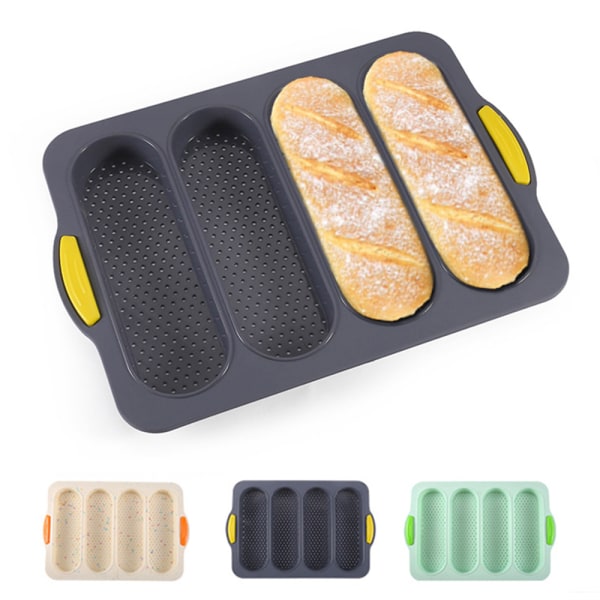 Silikonbulle Bröd Baguette Pan Perforerad bricka Mjuk nonstick franskbröd Die Beige