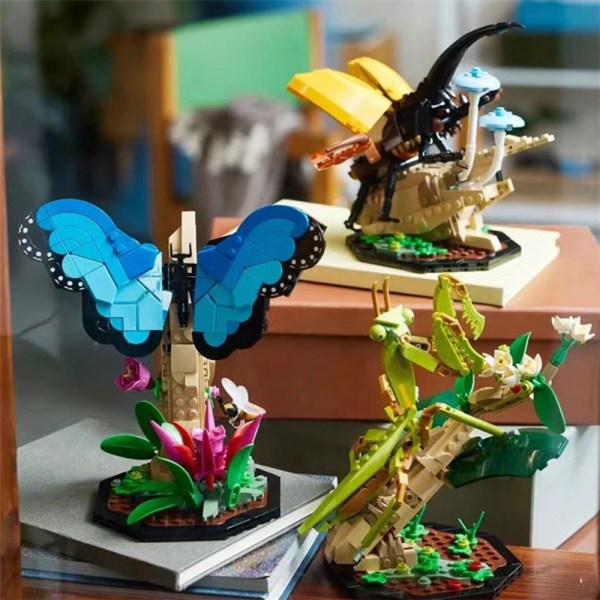 Butterflys skalbaggar Mantiss Byggklossar Set Roliga förskolepusselspel Leksaker för pojkar Flickor 90142