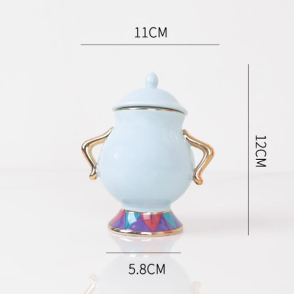 NYHET Beauty And the Beast Mrs. Potts Chip Tekanna Set Tekannor Mugg Härlig julklapp Blue Sugar Bowl