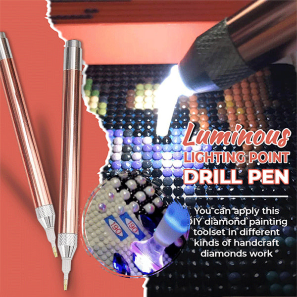 5st LED- diamond painting Ljuspunktsborrpenna Ljuspunkt diamantkorsstygnverktygspenna Blue