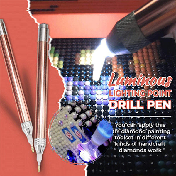 5st LED- diamond painting Ljuspunktsborrpenna Ljuspunkt diamantkorsstygnverktygspenna Red