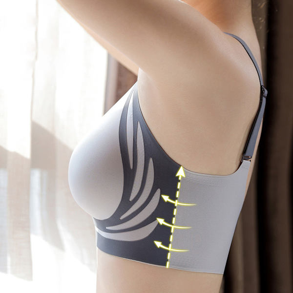 Lyftande Anti-Slappande Trådlös Push-Up BH Maskintvättbar Komfortunderkläder för Matchande Kläder Milky White 2XL