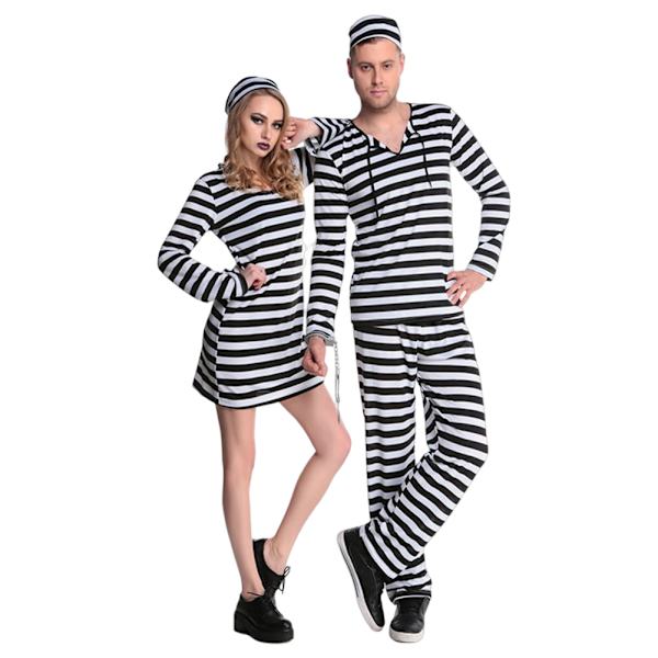 Fångkläder Cosplay Kläder För Kvinnor Män Långärmad Randig Rollspel Kostym For Women XL