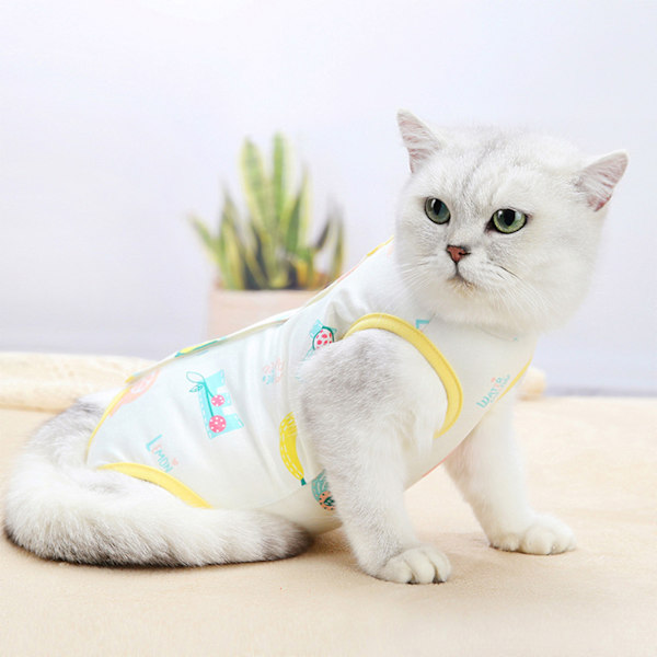 Cat Recovery Suit Katt efter operation Återhämtningsdräkt Husdjurssteriliseringsväst Yellow S