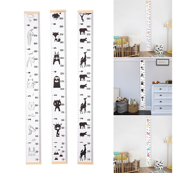 Höjdmät linjal för barn trävägghängande tillväxtdiagram dekorativa rekvisita Baby födelsedagspresent C