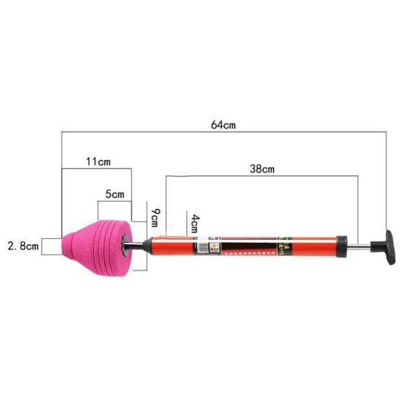 Manuell pumptyp Toalettavblockering Slitbeständig Stark Rebound Dräneringsverktyg för badrum Red